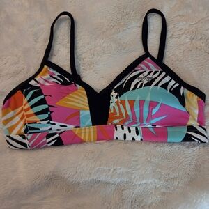 Vibrant Tropical Print Bikini Top